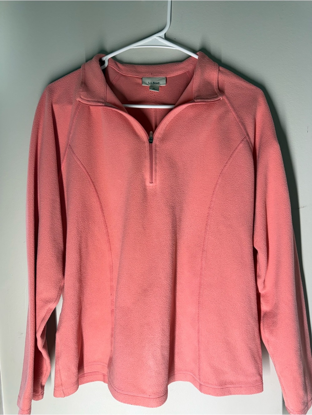 L.L. Bean Pink Coral Half-Zip Fleece Pullover